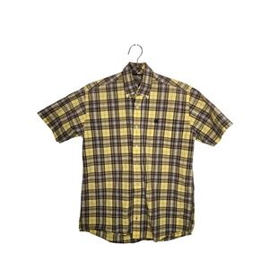 Cinch Yellow Plaid Short Sleeve Western Button Down Casual Summer Shirt XS